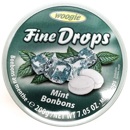 Balas de Menta Fine Drops Lata 200g Woogie