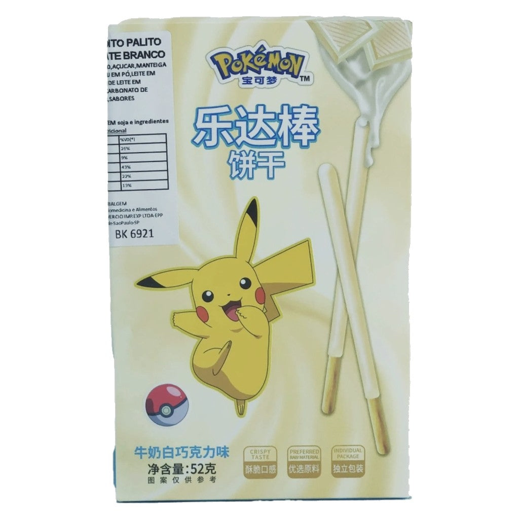 Biscoito Palito Sabor Chocolate Branco ao Leite 52g Pokémon