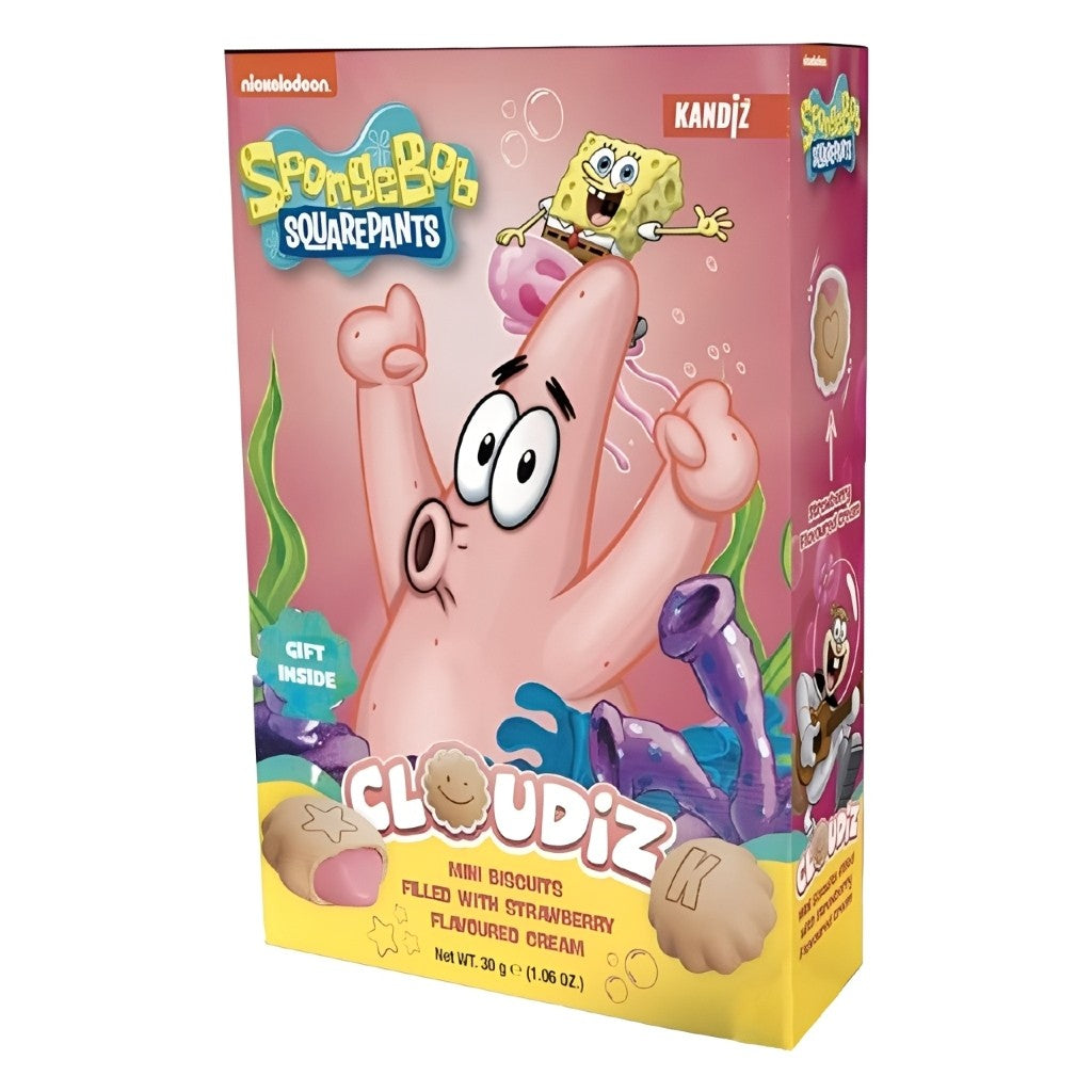 Biscoitos Recheados com Creme de Cacau/Creme de Morango Bob Esponja 30g Cloudiz