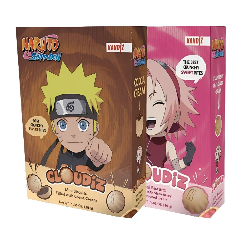 Biscoitos Recheados com Creme de Cacau/Creme de Morango Naruto Shippuden 30g Cloudiz