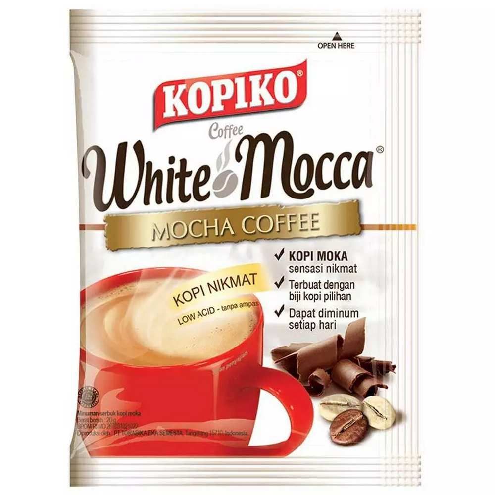 Blend de Café Mocha Branco Instantâneo em Pó com 10 Saches de 20g