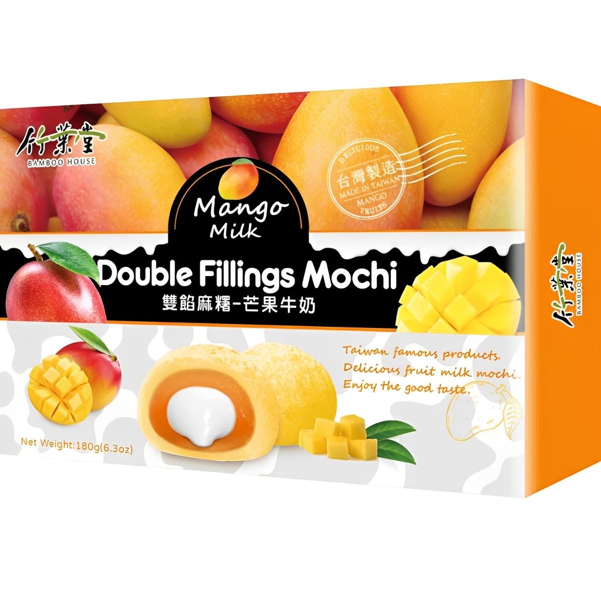 Bolinho de Arroz Moti Recheio Duplo Leite e Manga 180g Bamboo House