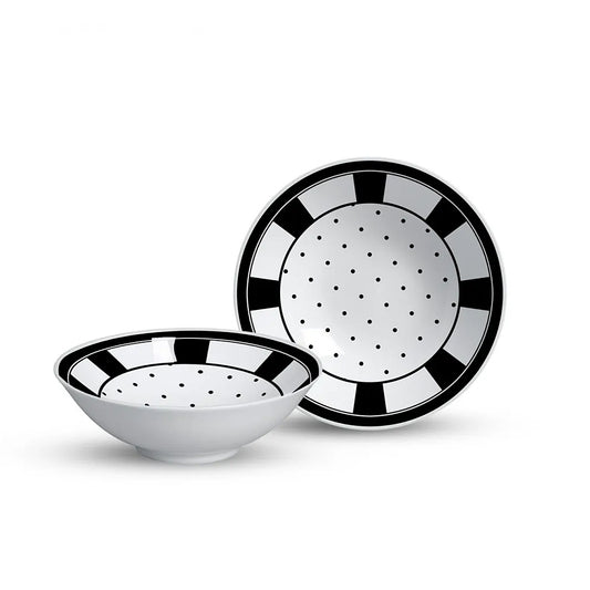 Bowl de Cerâmica Preto e Branco Petit Pois 16x5cm 300ml Alleanza