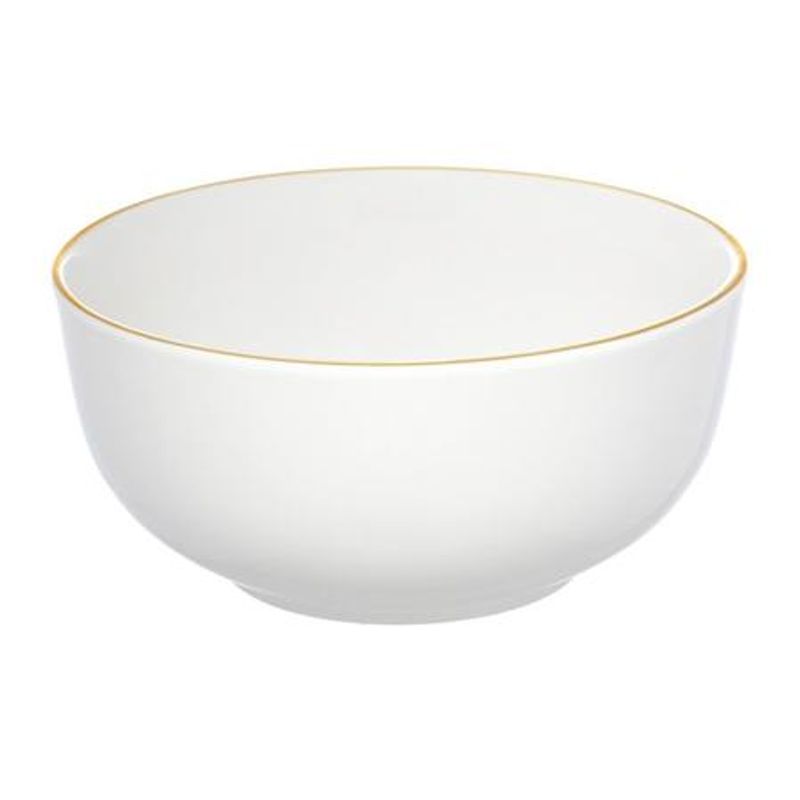 Bowl Porcelana Branca com Borda Dourado Royal 14x14x6cm