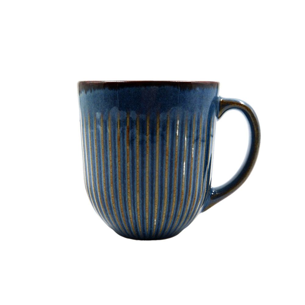 Caneca De Ceramica Linear Azul 380ml Lyor