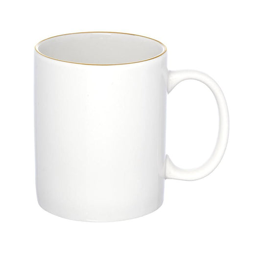 Caneca de Porcelana Branca com Borda Dourada Royal 300ml