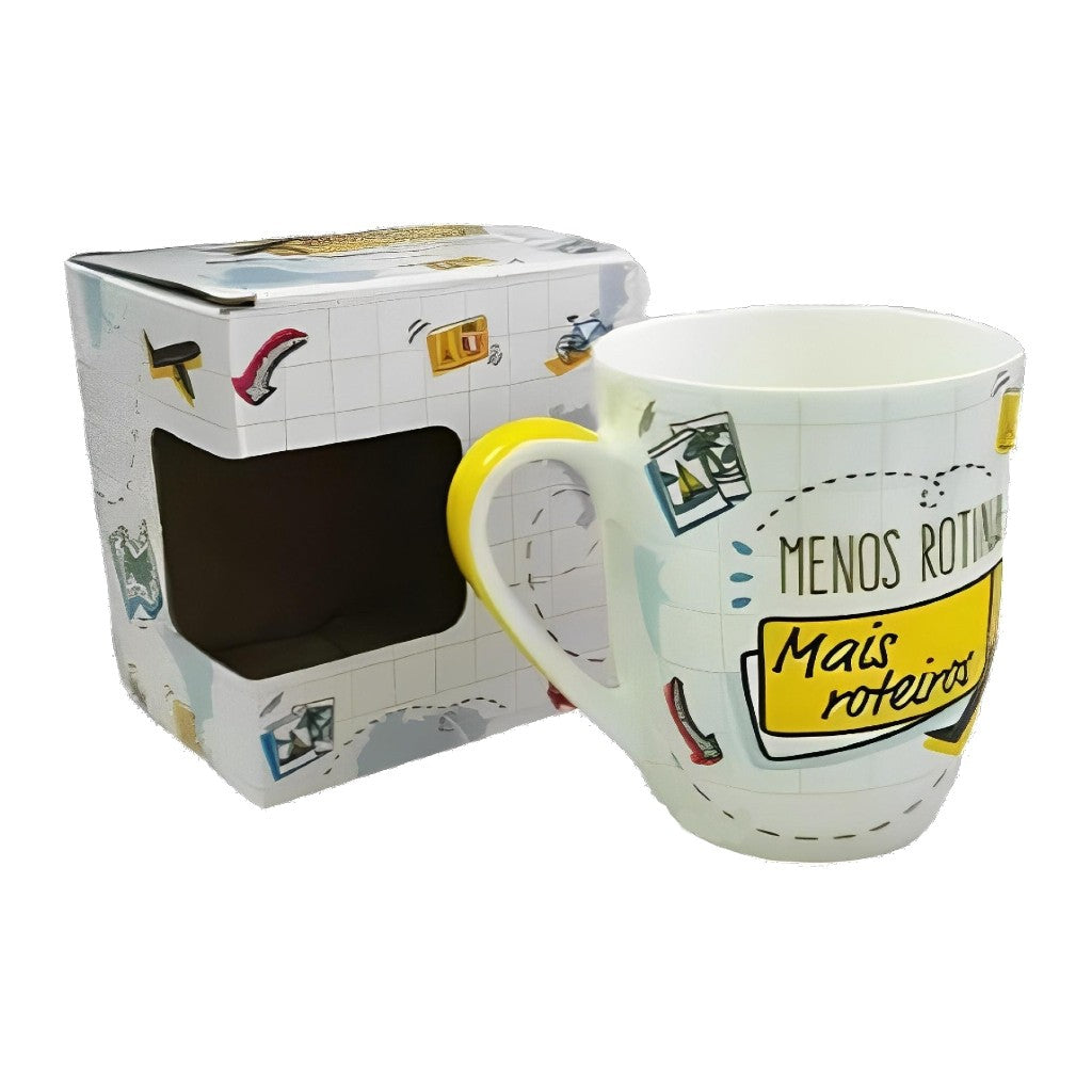 Caneca de Porcelana Viajar é Viver 410ml Dolce Home