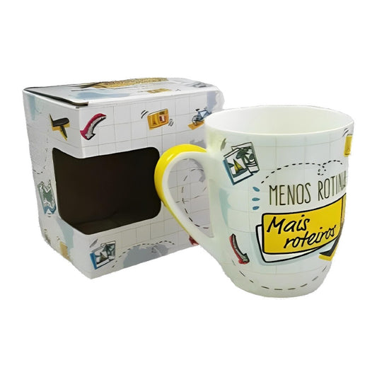 Caneca de Porcelana Viajar é Viver 410ml Dolce Home