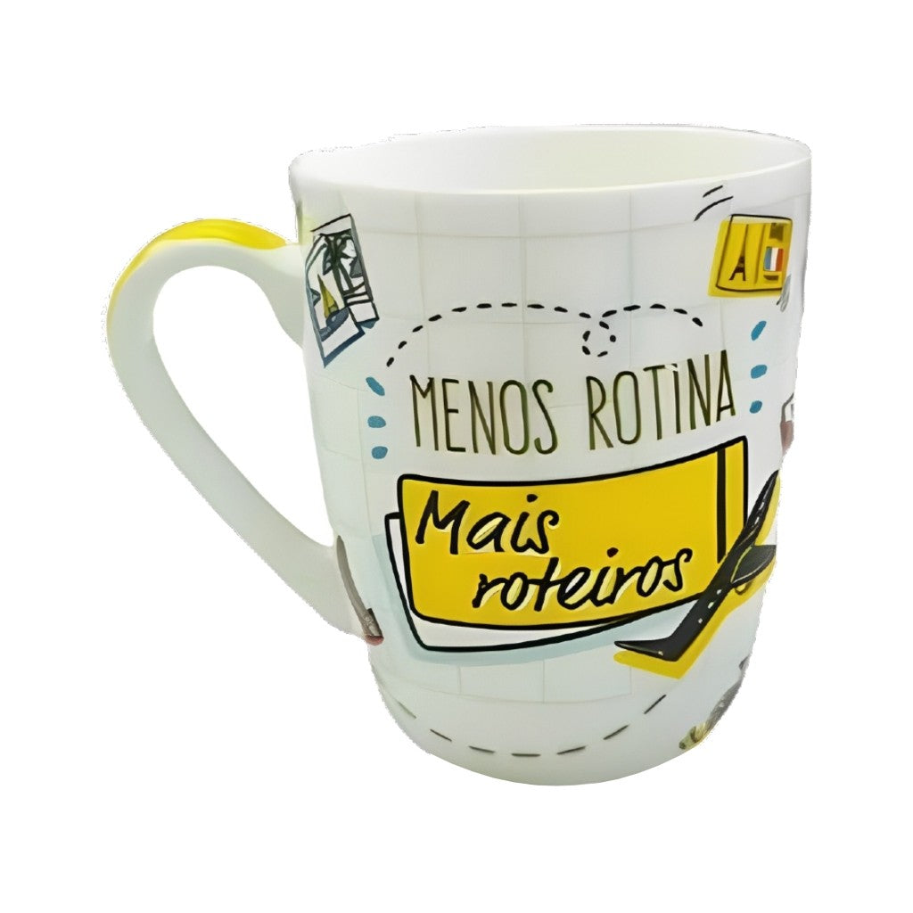 Caneca de Porcelana Viajar é Viver 410ml Dolce Home