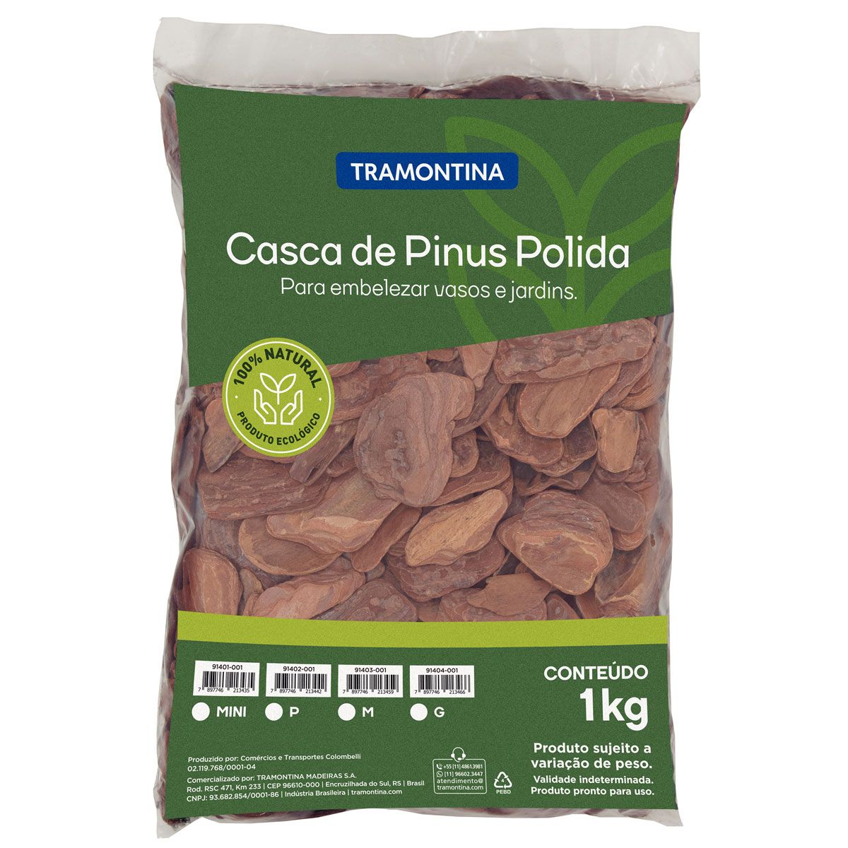 Cascas De Pinus Polida Tamanho Médio 1kg