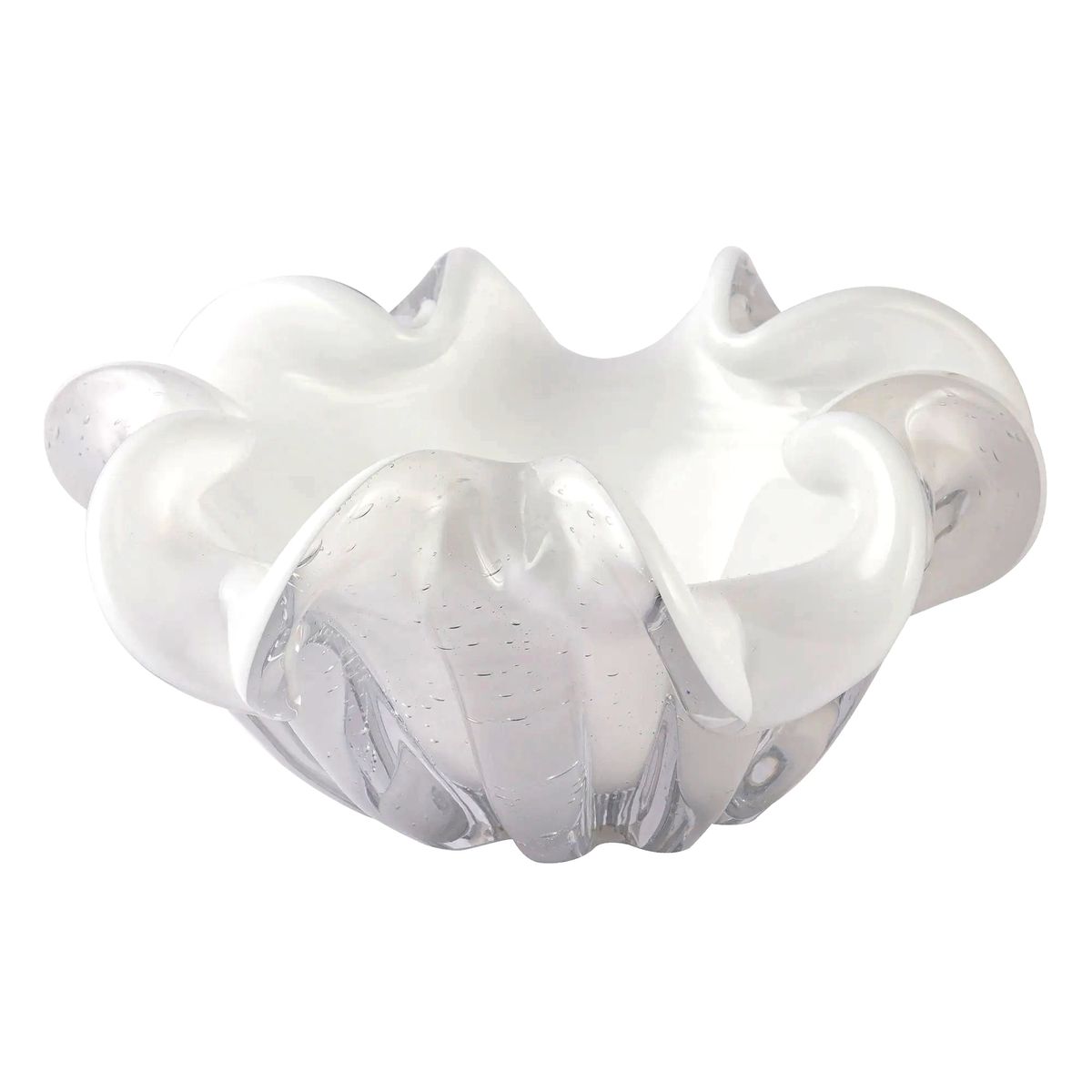 Centro de Mesa de Murano Veneza Branco Leitoso 21x9,5cm