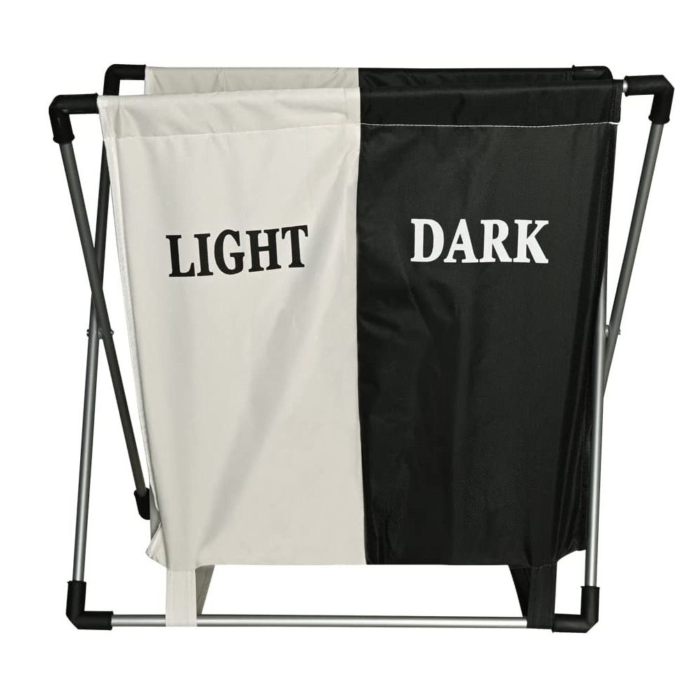 Cesto de Lavanderia Duplo Dobrável 60x35x55cm