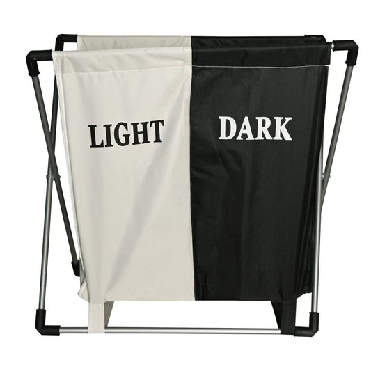 Cesto de Lavanderia Duplo Dobrável 60x35x55cm