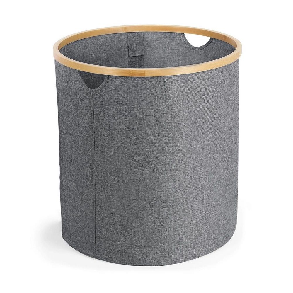 Cesto para Lavanderia CInza com Bambu 40cm