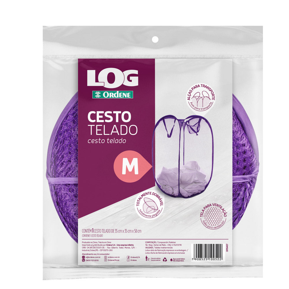 Cesto Telado em Poliester M 35x35x58cm Ordene