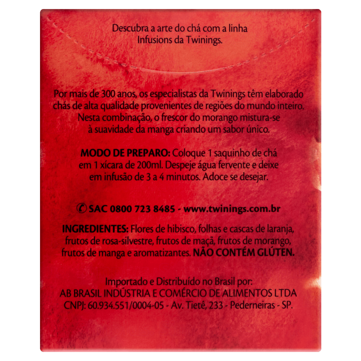Chá Morango e Manga com 10 Sachês 15g Twinings