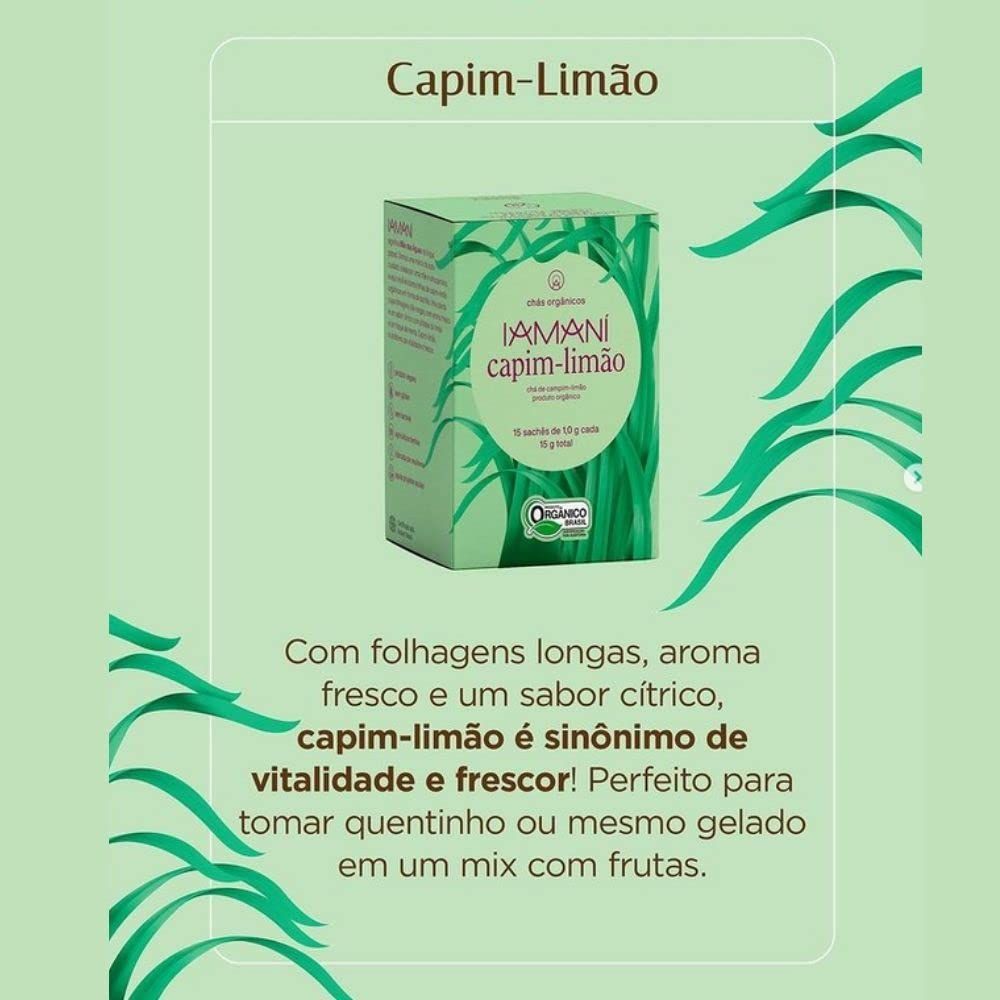 Cha Organico Capim Limao 15g