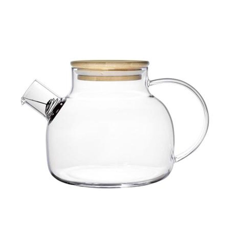 Chaleira Stanford com Bico Coador em Vidro e Tampa Bambu 1L