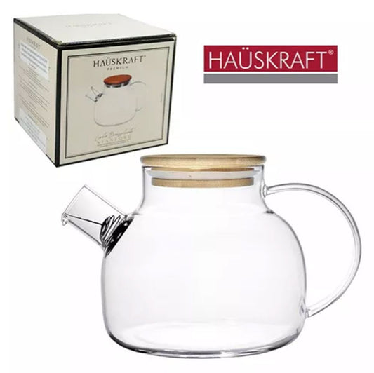 Chaleira Stanford com Bico Coador em Vidro e Tampa Bambu 1L