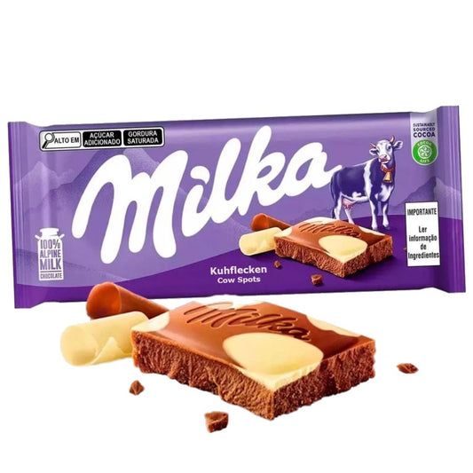Chocolate ao Leite e Chocolate Branco Cow Spots 90g Milka