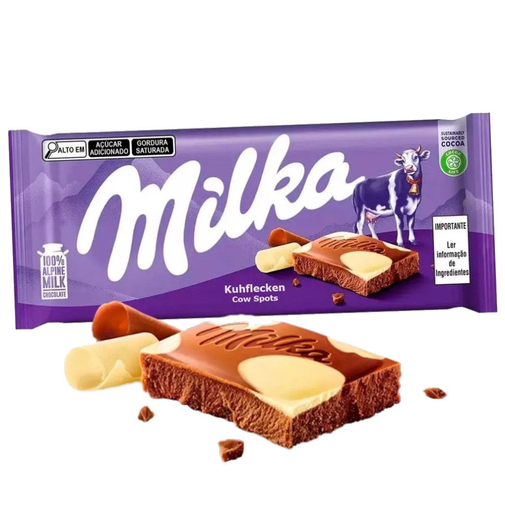 Chocolate ao Leite e Chocolate Branco Cow Spots 90g Milka