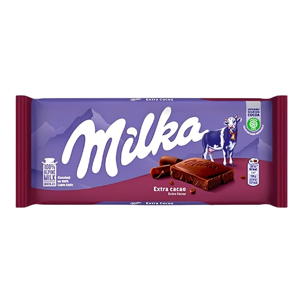 Chocolate Ao Leite Meio Amargo Extra Cacau Barra 100g Milka