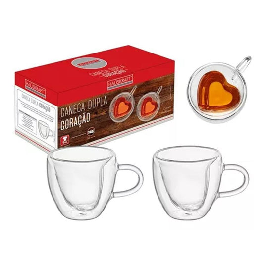 Conjunto 2 Canecas Dupla Coração 80ml