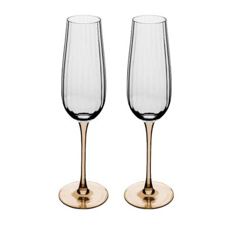 Conjunto 2 Tacas De Champanhe De Vidro Com Haste Ambar Classic 230ml