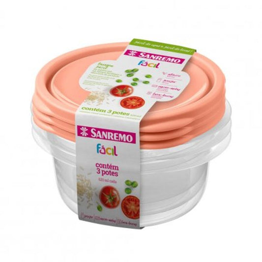 Conjunto com 3 Potes Plástico 620ml