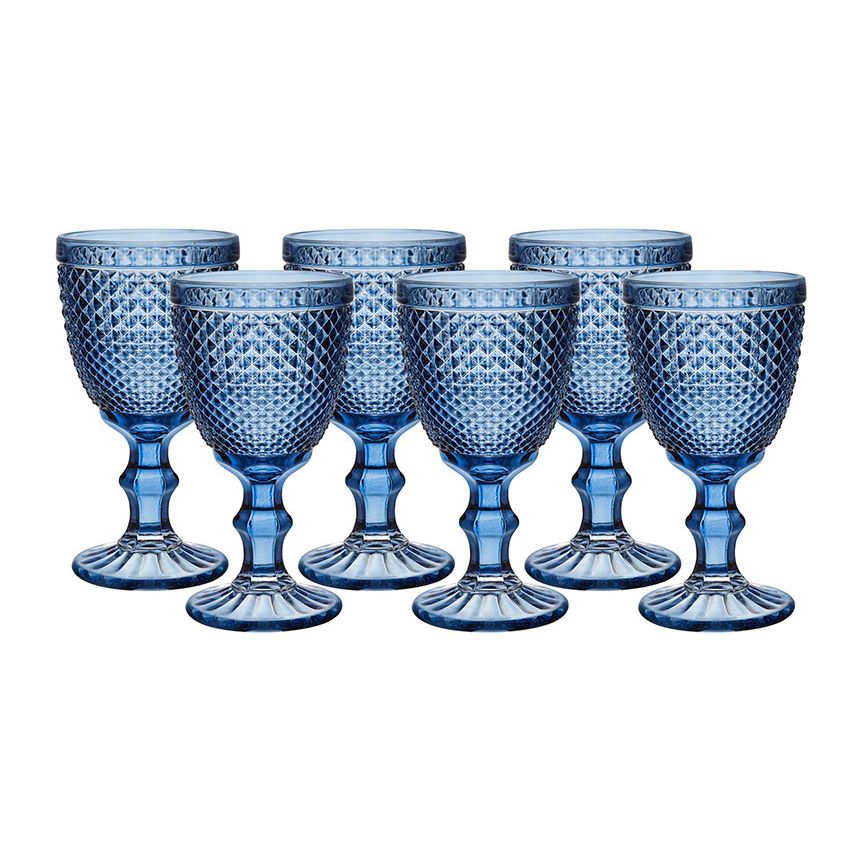 Conjuntos 6 Taças para Água Bico de Jaca 320ml Azul