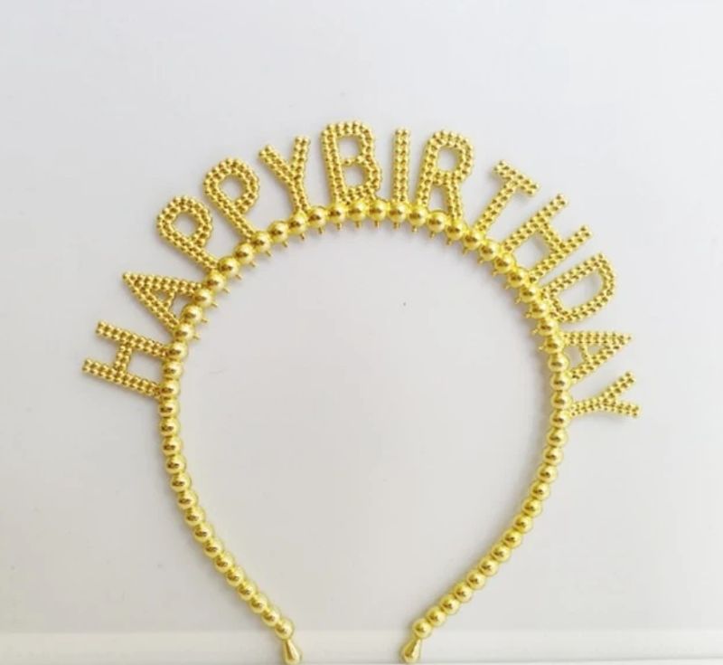 Enfeite Plastico Tiara Happy Birthday Dourado Unitario Art Lille