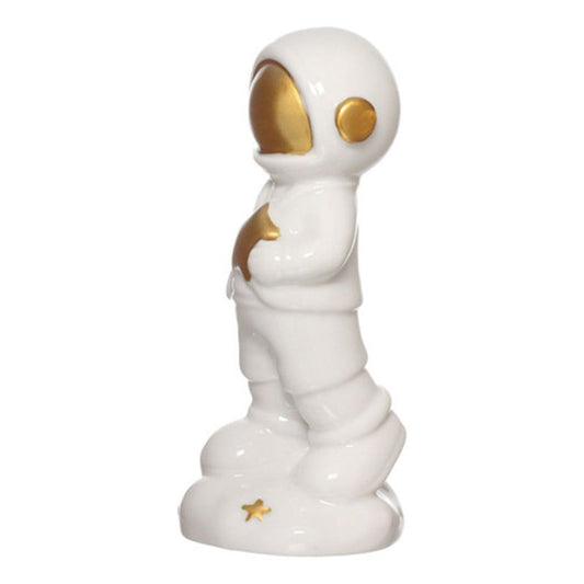 Enfeite Astronauta de Cerâmica Estrela Branco 6x15cm