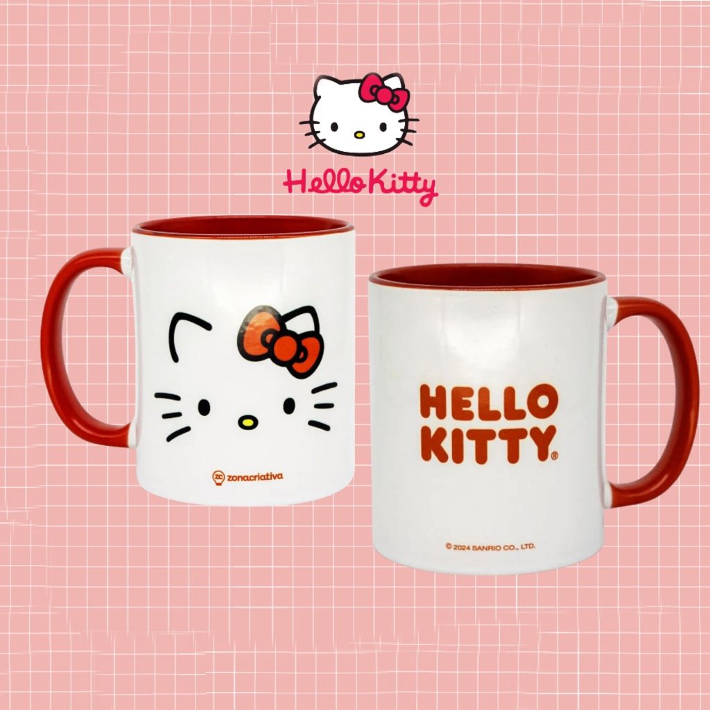 Caneca Pop de Cerâmica Hello Kitty 350ml Zona Criativa