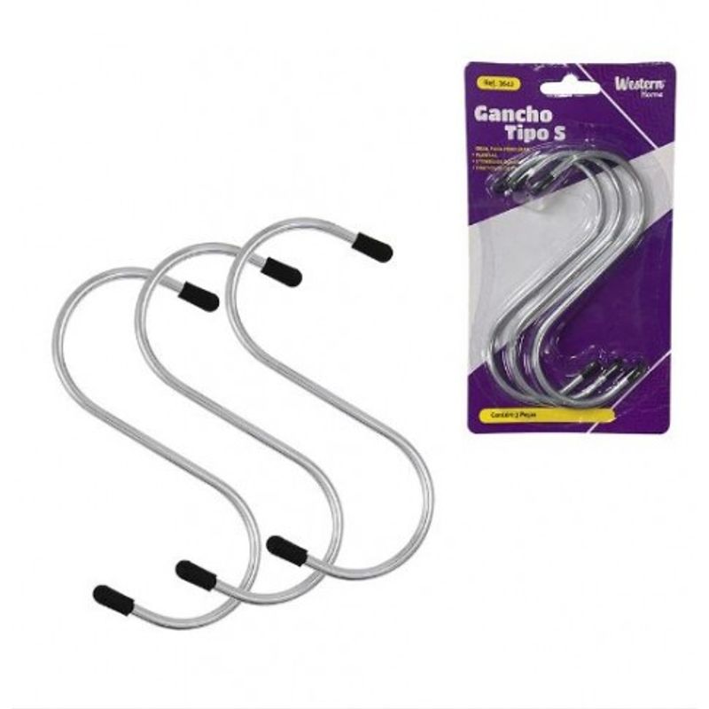 Gancho Tipo S Medio com 3 Unidades