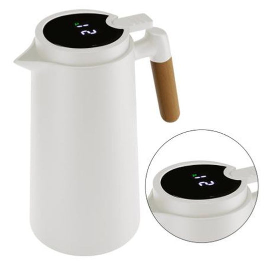 Garrafa Termica Com Cabo De Madeira E Termometro Branca 1l Lyor