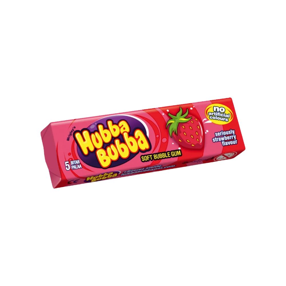 Goma de Mascar Sabor Artificial de Morango 40g Hubba Bubba
