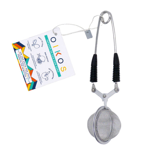 Infusor de Cha Cabo Preto de Silicone Oikos