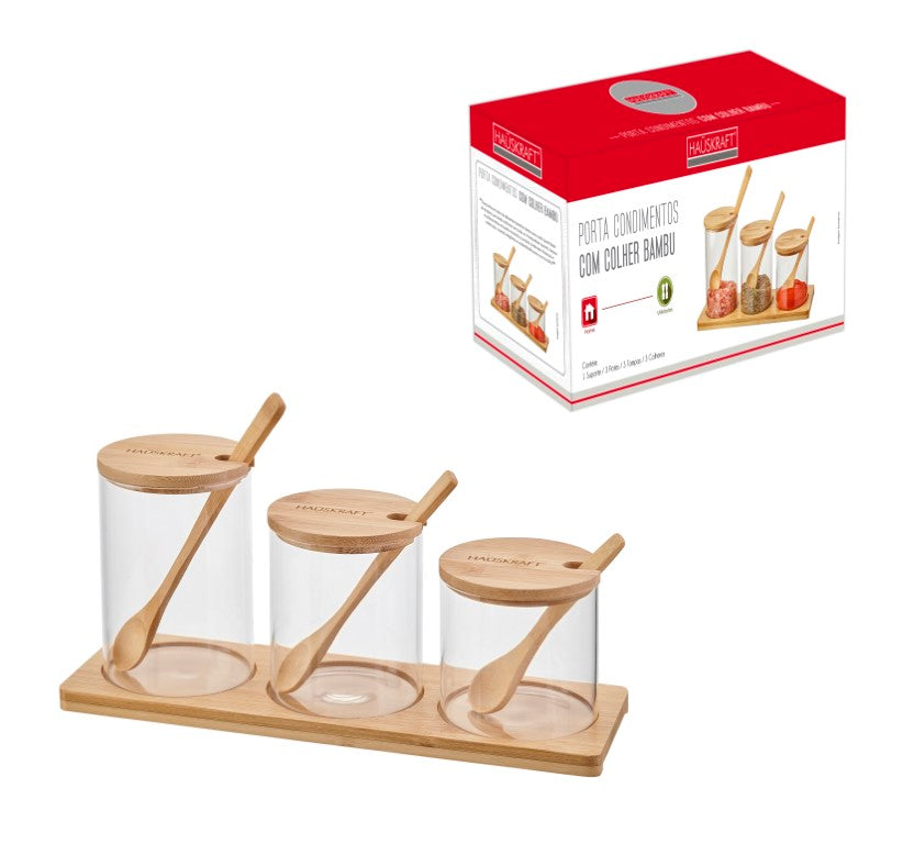 JOGO DE PORTA CONDIMENTOS COM COLHER 10PCS HAUSKRAFT