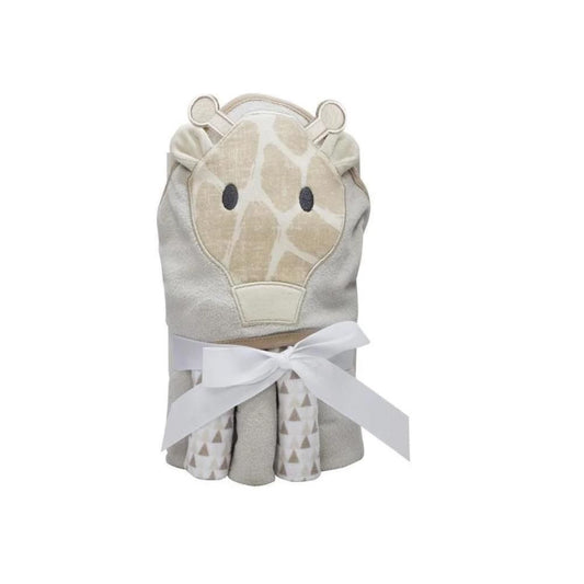 Kit Toalha com Capuz 66x76cm e Toalha de Boca 23x23cm Girafa Bege