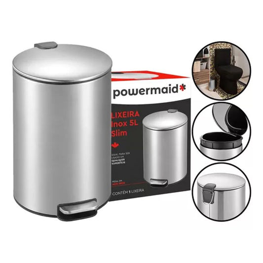 Lixeira Aço Inox Slim 5L