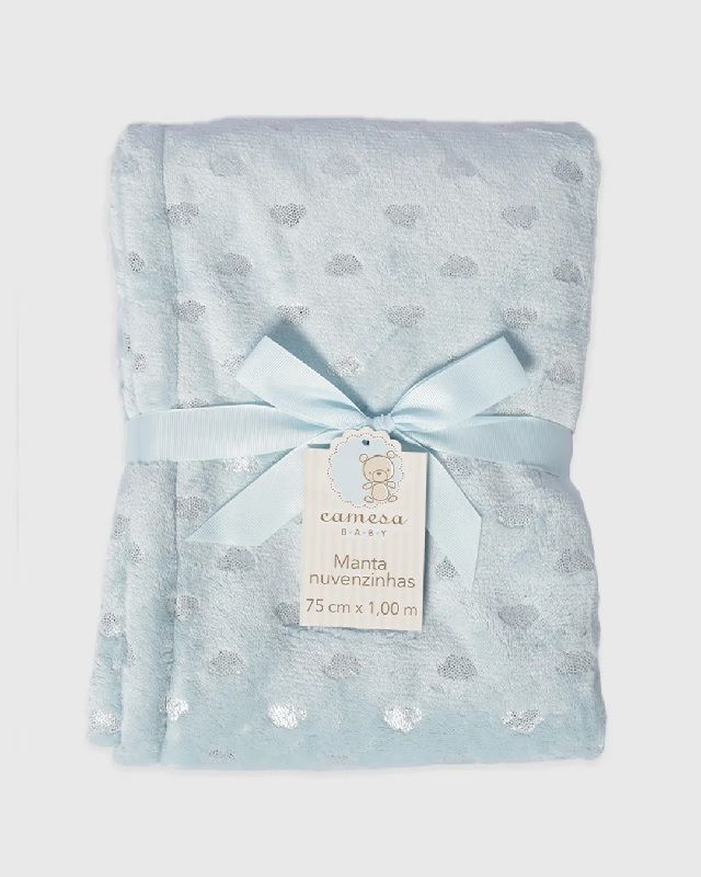 Manta Sherpa Flannel Nuvenzinhas 75x100 Azul Camesa