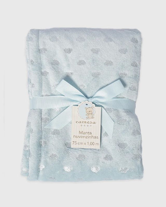 Manta Sherpa Flannel Nuvenzinhas 75x100 Azul Camesa