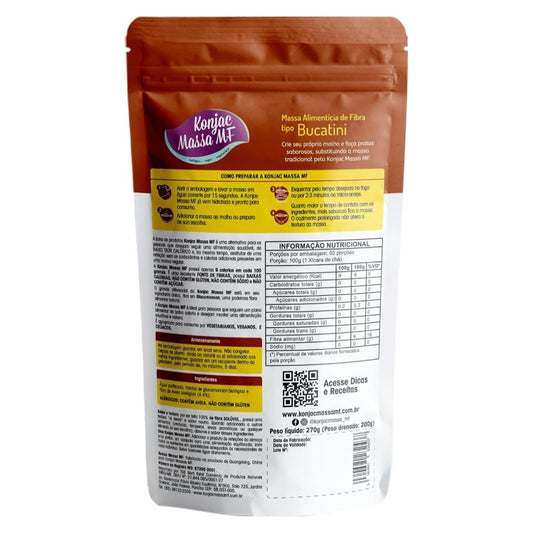 Massa Alimentícia de Fibra Konjac Tipo Bucatini 270g Konjac Massa MF