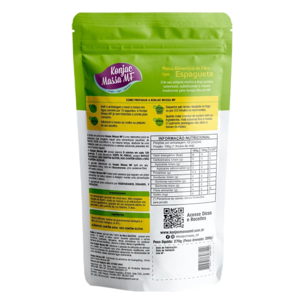 Massa Alimentícia de Fibra Konjac Tipo Espaguete 270g Konjac Massa MF