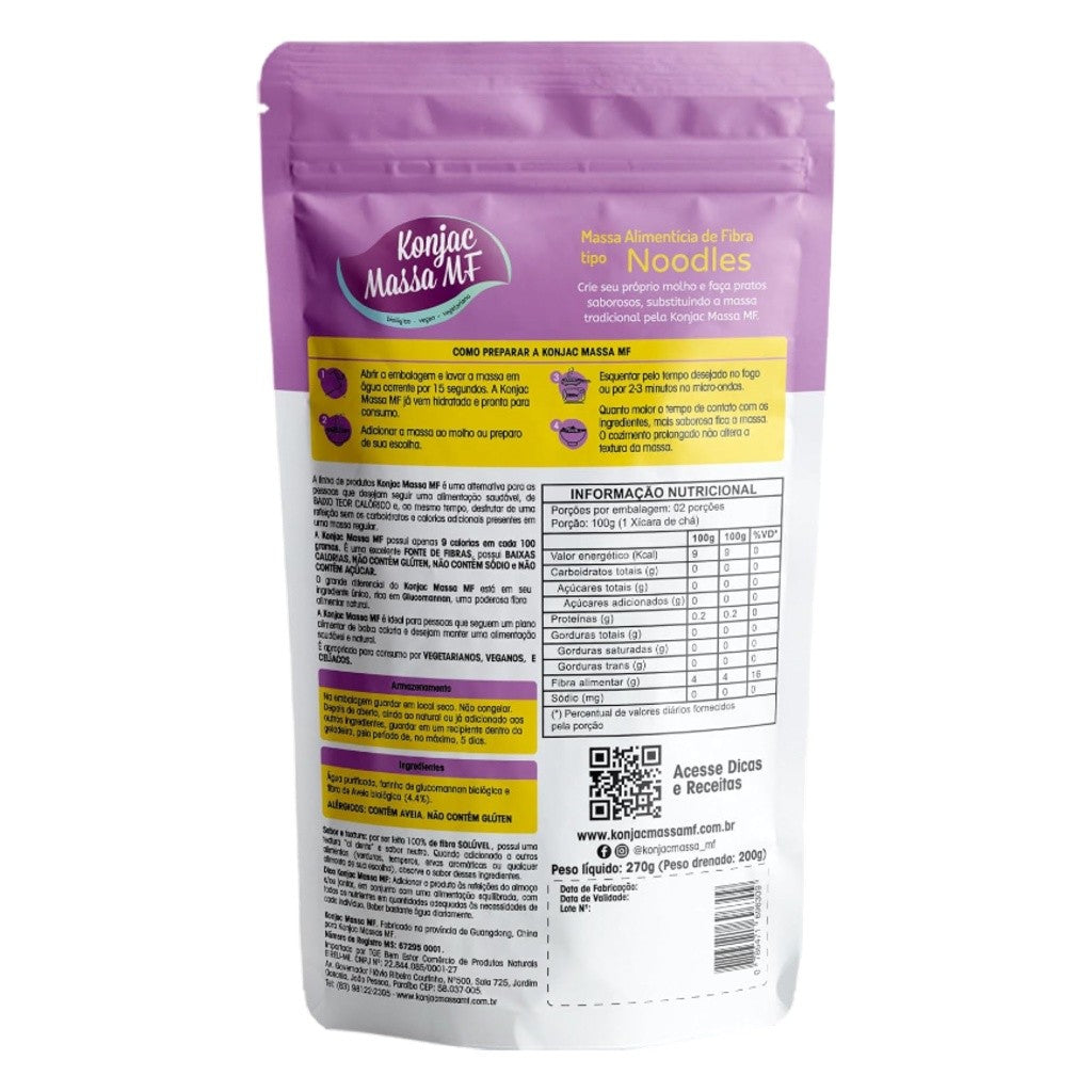 Massa Alimentícia de Fibra Konjac Tipo Noodles 270g Konjac Massa MF