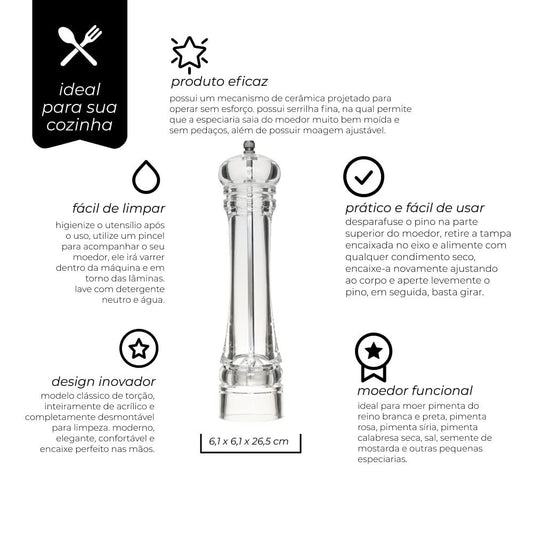 Moedor Acrílico 15cm