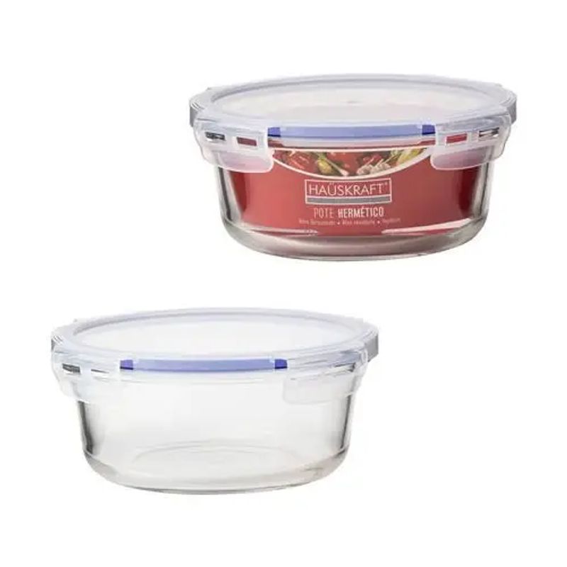 Pote De Vidro Hermetico Redondo 14,5x7cm