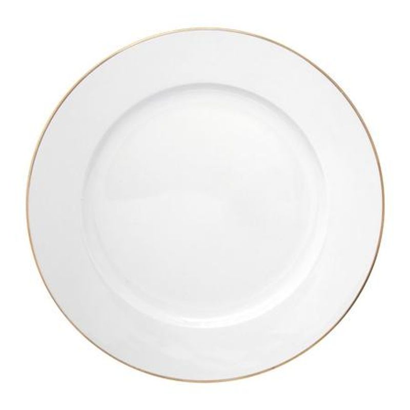 Prato Raso Porcelana Branco com Borda Dourada 27cm