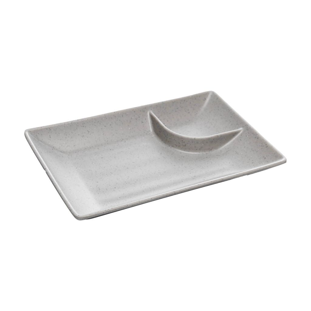 Prato Retangular De Melamina Com Molheira Toquio Granilite 19x12,5x3cm Lyor