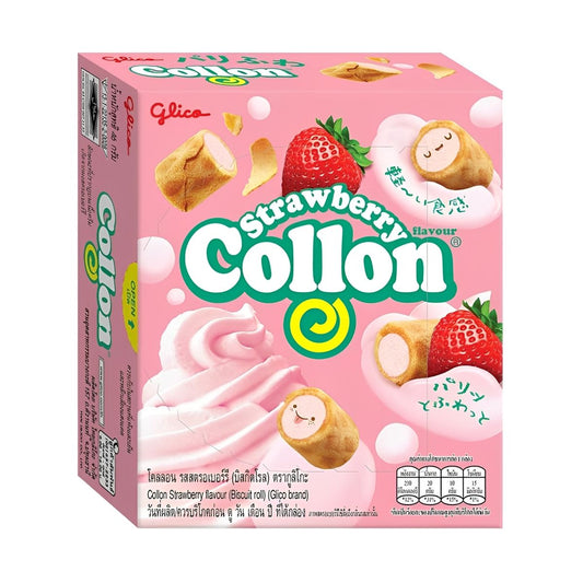 Rolinho de Biscoito Recheado com Creme de Morango Collon 41g Glico